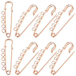 Розовое Золото 30шт железная брошь выводы, 5- булавки для килта с отверстиями для изготовления значков на лацкан, розовое золото , 49x16.5x4.5 мм, отверстие : 3.5 мм