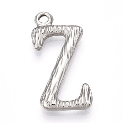 Letter Z 304 подвески из нержавеющей стали, письмо амулеты, Письмо Z, 22.5x11x3 мм, отверстие : 1.6 мм