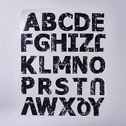 Black Alphabet Iron On Transfers Applique Cool Heat Vinyl Thermal Transfers Stickers For Clothes Fabric Decoration Badge, Black, Single Letter: 60mm, 26letters/Set