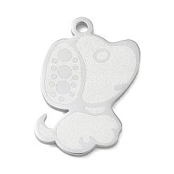 Color de Acero Inoxidable 304 colgantes de acero inoxidable, amuletos de perro manchado, Pulido, color acero inoxidable, 24x18.5x1.5 mm, agujero: 1.9 mm