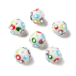 Белый Ручной работы ухабистым Шарики Lampwork, круглые, белые, 11x13x12.5 мм, отверстие : 1.6 мм