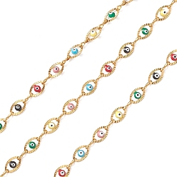 Золотой 304 эмалированные звенья цепи из нержавеющей стали, несварные, с катушкой, лошадиный глаз , золотые, 8.5x5.5x3 мм