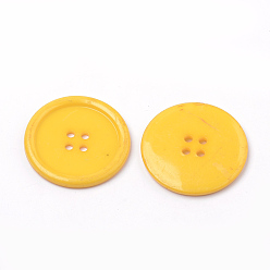 Mixed Color 4-Hole Acrylic Buttons, Flat Round, Mixed Color, 38x4mm, Hole: 3mm