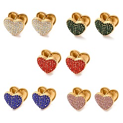 (52) Непрозрачная лаванда Вакуумное покрытие pvd 304 серьги-кольца из нержавеющей стали со стразами для женщин, сердце, разноцветные, 13.5x16x14 мм