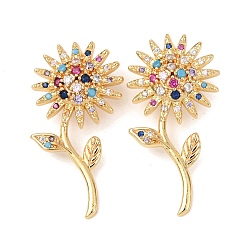 Золотой Латунные микро проложить кубического циркония подвески, , золотые, 33x17x4.5 мм, отверстие : 5x3.5 мм