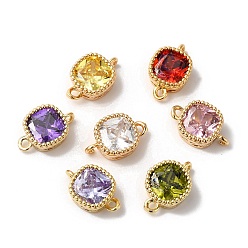 (52) Непрозрачная лаванда Латунные подвески для стеклянных соединителей, без никеля , квадратные ссылки, золотые, разноцветные, 13x8x5 мм, отверстие : 1.2 мм