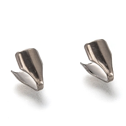 Нержавеющая Сталь Цвет Устойчивы к потускнению 304 нержавеющая сталь, складные обжимные концы, загибаем концы шнура, цвет нержавеющей стали, 8x5x2.5 мм, отверстие : 4x1.4 мм