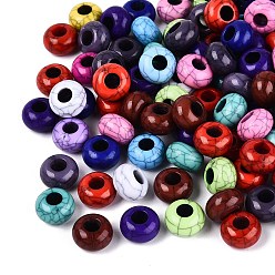(52) Непрозрачная лаванда Европейский бисер непрозрачный непрозрачный, рондель, большое отверстие шарик, разноцветные, 13.5~14x8~8.5 мм, отверстие : 5.5 мм, Около 549 шт / 500 г