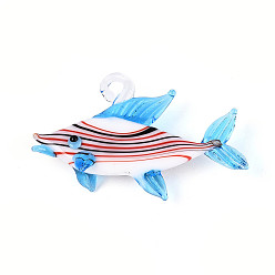 Светло-Синий Большие подвески, лэмпворк, ручная работа , рыбы прелести, голубой, 31~33x49.5~52.5x11.5~14.5 мм, отверстие : 3.5~5.5x3.5~4.5 мм