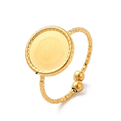 Настоящее золото 18K Ионное покрытие (ip) 304 открытая манжета из нержавеющей стали, настройки звонка, плоско-круглые, реальный 18 k позолоченный, размер США 7 3/4 (17.9 мм), лоток : 10 мм