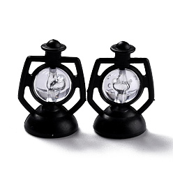 Black Creative Mini Resin Oil Lamp, for Dollhouse Accessories Pretending Prop Decorations, Black, 20x26x35~35.5mm, 2pcs/set