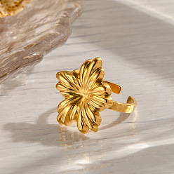 Золотой Цветок 304 манжетные кольца из нержавеющей стали, золотые, внутренний диаметр: 18 мм