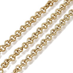 Настоящее золото 14K 304 кабельные цепи из нержавеющей стали, ионное покрытие (ip), несварные, с катушкой, реальный 14 k позолоченный, 4x0.9 мм