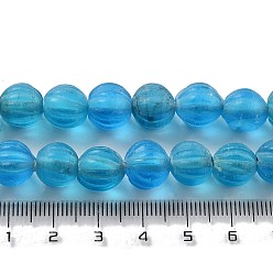Deep Sky Blue Handmade Nepalese Lampwork Beads, Pumpkin, Deep Sky Blue, 10.5x9.5mm, Hole: 1.5mm, about 64pcs/strand, 25.79''(65.5cm)