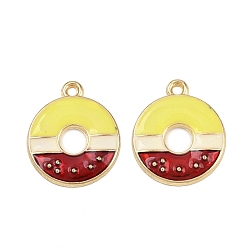 Желтый Подвески из эмали и сплава, пончик, золотые, желтые, 19x16.5x2 мм, отверстие : 1.6 мм