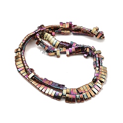 Pink Plated Electroplated Non-magnetic Synthetic Hematite Beads Strands, Rectangle, 2-Hole, Pink Plated, 5x2x2mm, Hole: 0.8mm, about 193pcs/strand, 8.27 inch(21cm)