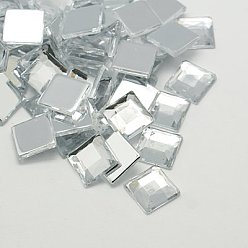 Clear Imitation Taiwan Acrylic Rhinestone Cabochons, Flat Back & Faceted, Square, Clear, 12x12x3mm