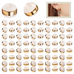 Golden 40Pcs 2 Style Silicone Ear Nuts, Frosted, Earring Backs, Golden, 5.5x4mm, Hole: 0.5mm, 5.7x5.7x4.5mm, Hole: 1mm, 20pcs/color