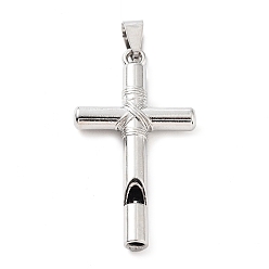 Platinum Alloy Pendants, Cross Charms, Platinum, 46.5x25.5x6mm, Hole: 8x4.5mm
