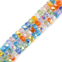 (52) Непрозрачная лаванда Стеклянные бусины с гальваническим покрытием , рондель, граненые, разноцветные, 4x3 мм, отверстие : 1 мм, около 146~148 шт / нитка, 15.83~15.98'' (40.2~40.6 см)