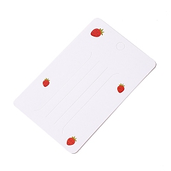 White Paper Hair Clip Display Cards, Rectangle with Strawberrty Pattern, White, 11x7x0.04cm, Hole: 7.3mm