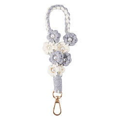 Серый Подвески в виде цветов, сплетенные вручную, с поворотными застежками сплава, серые, 205x32 мм