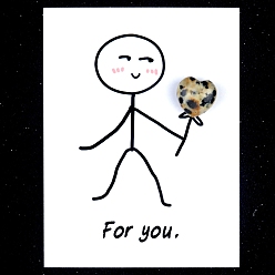 Далматинских Джаспер Украшения в форме сердца из натуральной далматинской яшмы, с бумажными карточками, фигурка для украшения дома, энергетический камень рейки для исцеления, 15 мм