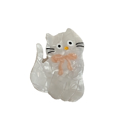 Белый Заколки для волос с когтями из ацетата целлюлозы (смола), кошка, аксессуары для волос для женщин и девочек, белые, 82x50 мм