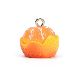 Оранжевый Непрозрачные подвески смолы, с платиново-железными петлями, оранжевые, 17x16.5 мм, отверстие : 2 мм