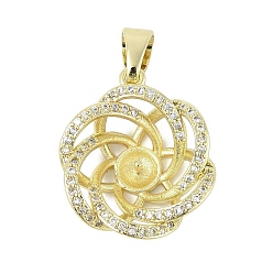 Золотой Латунные микро-паве прозрачные кубические цирконии европейские подвески-шармы, привязка поручительств, за половину пробурено бисера, корзинчатая, без свинца и без кадмия, долговечный, золотые, 21x18x7 мм, отверстие : 6.5x3.5 мм