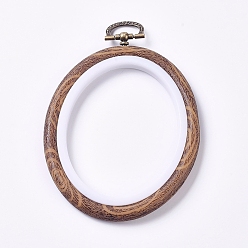 BurlyWood Plastic Cross Stitch Embroidery Hoops, Imitation Wood, Sewing Tools Accessory, Oval, BurlyWood, 129.5x92x8.5mm, Hole: 8.5x17.5mm