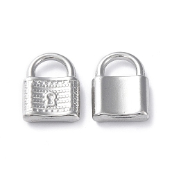 Stainless Steel Color Non-Tarnish 304 Stainless Steel Pendants, Padlock Charm, Stainless Steel Color, 18x13x3mm, Hole: 5x7mm