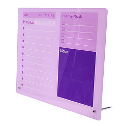 Purple Rectangle Acrylic Dry-Erase Planner Board, To-Do List & Schedule Organizer, Purple, 400x78x287mm