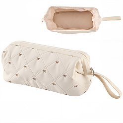 White Cotton Cloth Hair Dryer Storage Zipper Bags, Rectangle with Bowknot, White, 40x17x17cm