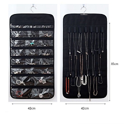Черный Нетканые ткани ювелирные подвесные витринные сумки, настенные полки шкафы для хранения вещей, с вращающимся крючком и прозрачными решетками из ПВХ., чёрные, 85x43 см