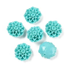 Бирюза Синтетический коралл 3 г цветок розы бисер, окрашенные, бирюзовые, 20x9.5 мм, отверстие : 1 мм