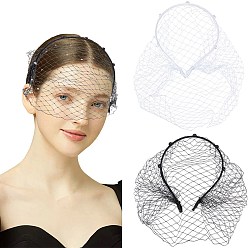 (52) Непрозрачная лаванда 2шт 2 цвета свадебная жемчужная сетка фата ткань повязки для волос, аксессуары для волос для женщин, разноцветные, внутренний диаметр: 128x110 мм, 1 шт / цвет