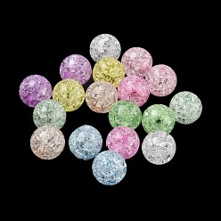 Mixed Color Transparent Crackle Acrylic Beads, Round, Mixed Color, 13.5mm, Hole: 2.5mm, about 310pcs