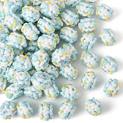 Светло-Голубой Непрозрачные акриловые бусины, с эмалью, бусины ручной работы, круглые, Небесно-голубой, 20x16 мм, 60 шт