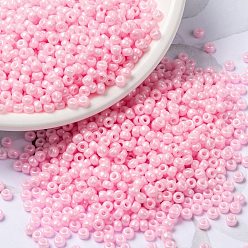 (RR428) Opaque Baby Pink Luster MIYUKI Round Rocailles Beads, Japanese Seed Beads, (RR428) Opaque Baby Pink Luster, 8/0, 3mm, Hole: 1mm, about 422~455pcs/bottle, 10g/bottle