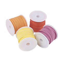 (52) Непрозрачная лаванда Шнуры из искусственной замши, искусственная замшевая кружева, разноцветные, 3x1.5 мм, около 5.46 ярдов (5 м) / рулон, 4 рулонов / набор