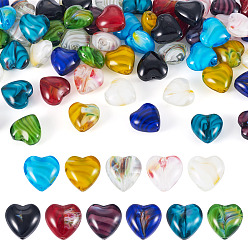 (52) Непрозрачная лаванда 66 шт. 11 цвета стеклянные бусины миллефиори, сердце, разноцветные, 11.5~12x12x6.5~7 мм, отверстие : 0.8 мм, 6 шт / цвет