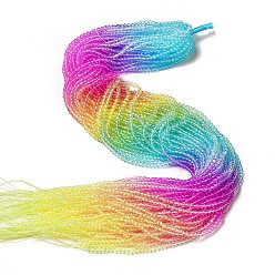 Разноцветный Прозрачный градиент цвета стеклянные бусины пряди, граненые круглые, красочный, 3x2.8 мм, отверстие : 0.9 мм, около 123 шт / нитка, 14.53'' (36.9 см)