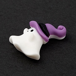 Ghost Halloween Theme Opaque Resin Cabochons, for Jewelry Making, Ghost Pattern, 29x21x8.5mm
