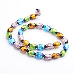 Mixed Color Handmade Silver Foil Glass Oval Beads, Mixed Color, 16x12mm, Hole: 1mm
