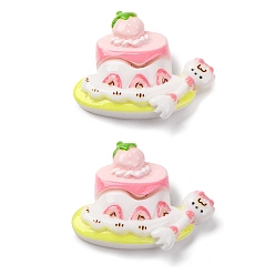 Food Кабошоны из непрозрачной смолы с кошачьей тематикой, торт, 26.5x33.5x9.5 мм