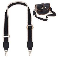 Черный Широкие ручки для сумок из полиэстера в этническом стиле с жаккардовым переплетением, регулируемый ремень сумки, с поворотной застежкой из цинкового сплава, аксессуары для замены кошелька, чёрные, 86~142.4x3.7~3.8 см