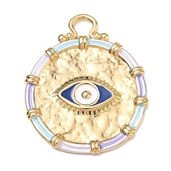 Golden 304 Stainless Steel Big Pendants, Round with Evil Eye Charms, Colorful, Golden, 50x40x22.5mm, Hole: 6mm