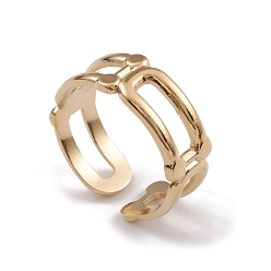 Настоящее золото 14K Ионное покрытие (ip) 304 полые овальные открытые манжеты из нержавеющей стали для женщин, реальный 14 k позолоченный, внутренний диаметр: 16.8 мм