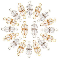 Real Gold Plated & Real Platinum Plated 20шт 2 цвета латунные соединительные подвески, с абс пластмассовой имитационной жемчужиной, без никеля , арахис, настоящее золото и платина, 15.5x6x6 мм, отверстие : 1 мм, 10 ПК / цветов
